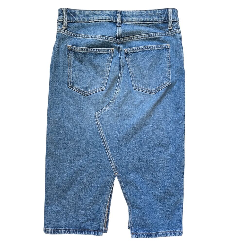 Lucky Brand Classic Pencil Denim Midi Skirt Size 26 Stretch Split Front/ Back - Picture 5 of 10